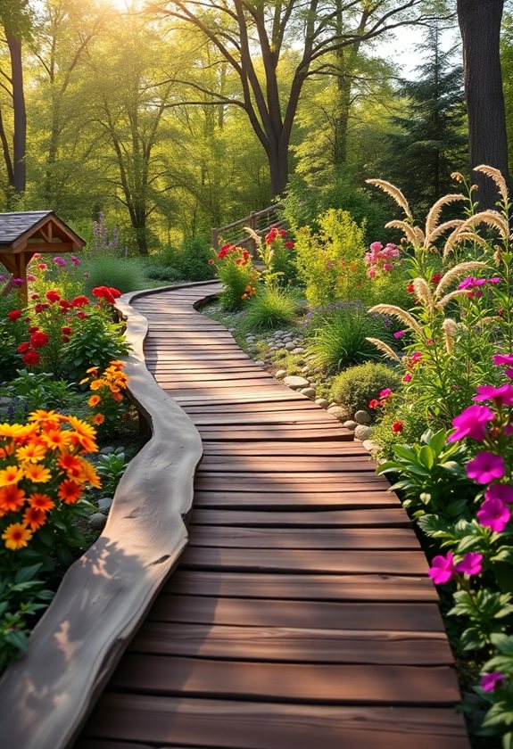 wooden boardwalks enhance gardens