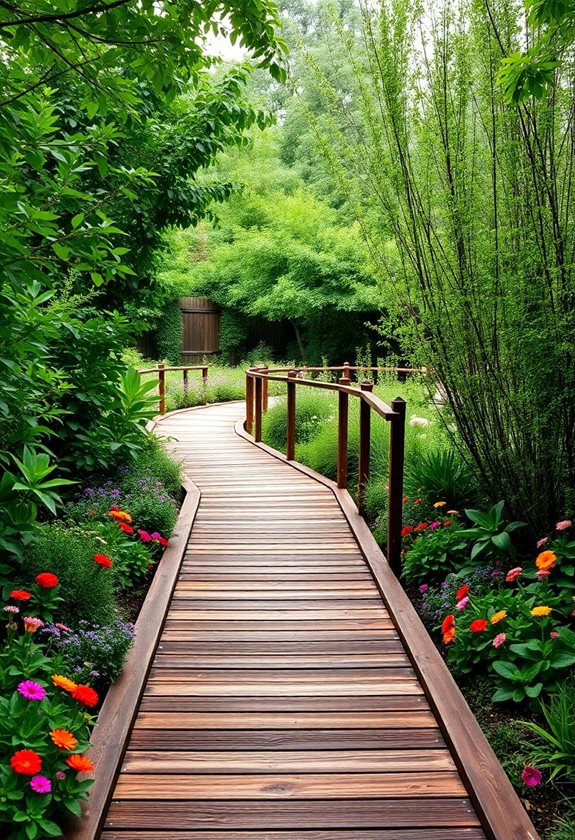 wooden pathways enhance gardens