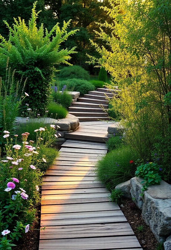 wooden walkways enhance gardens