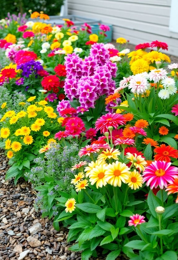 year round colorful flower bed